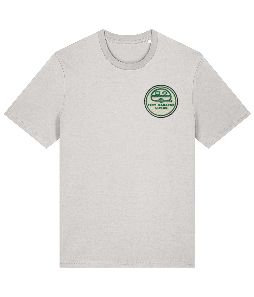 Tiny Caravan Living Signature T-Shirt in Off White with embroidered badge