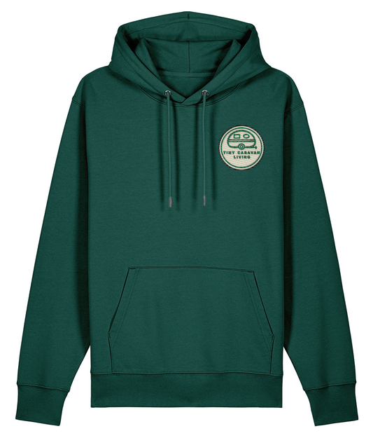 Tiny Caravan Living Signature Hoodie in Glazed Green with embroidered badge
