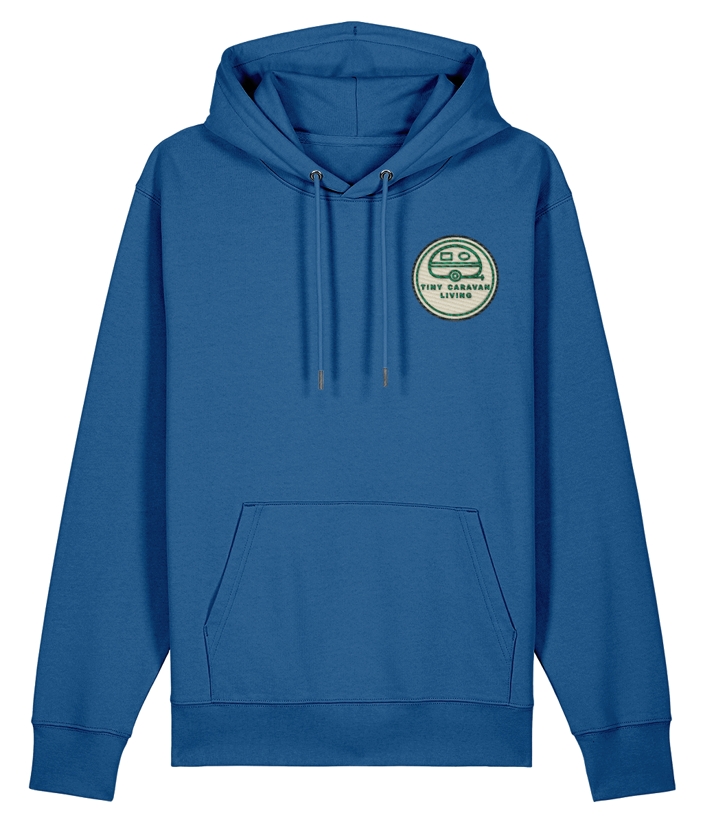 Tiny Caravan Living Signature Hoodie in Mindful Blue with embroidered badge