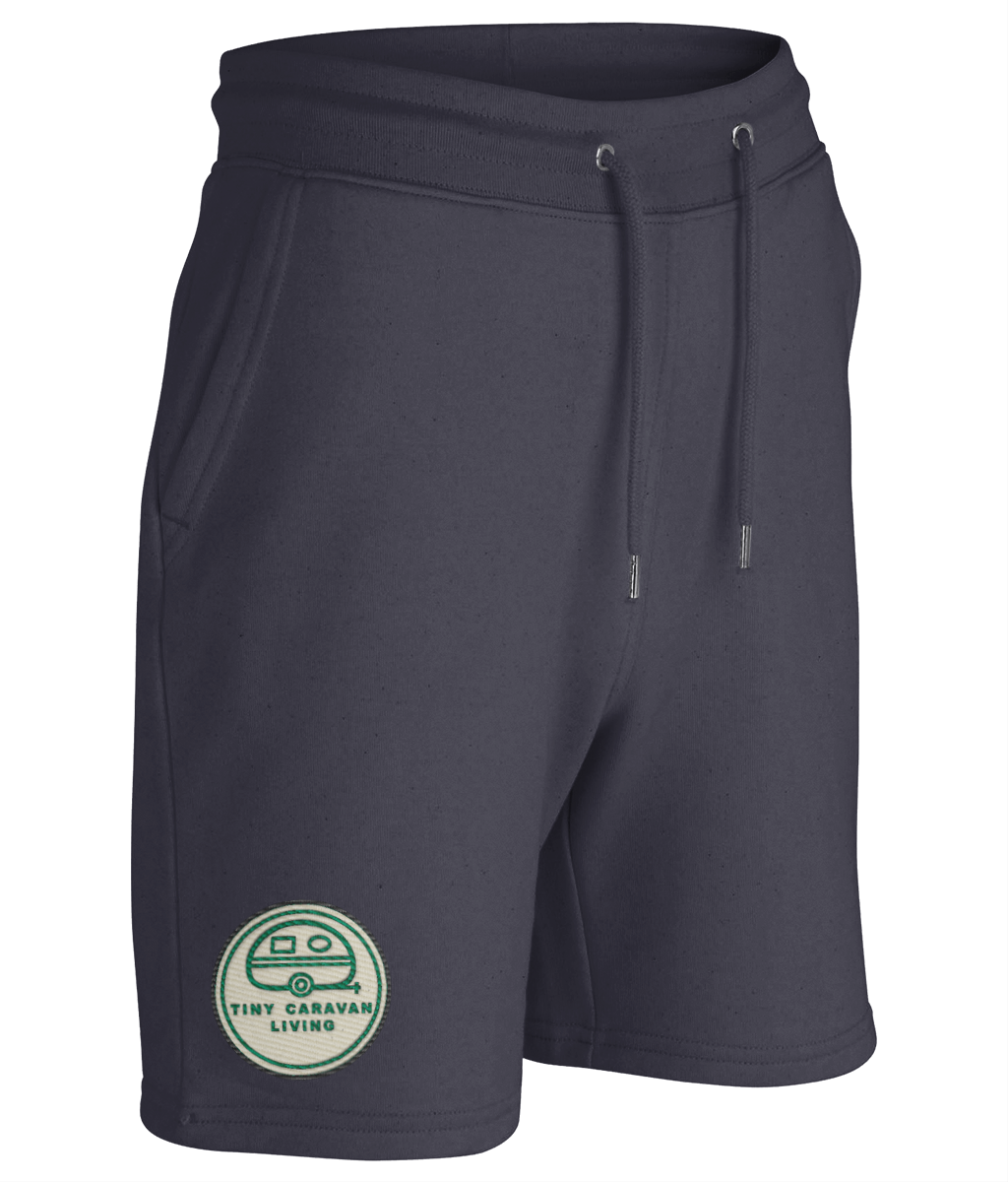 Tiny Caravan Living Signature Shorts in French Navy with embroidered badge on the leg