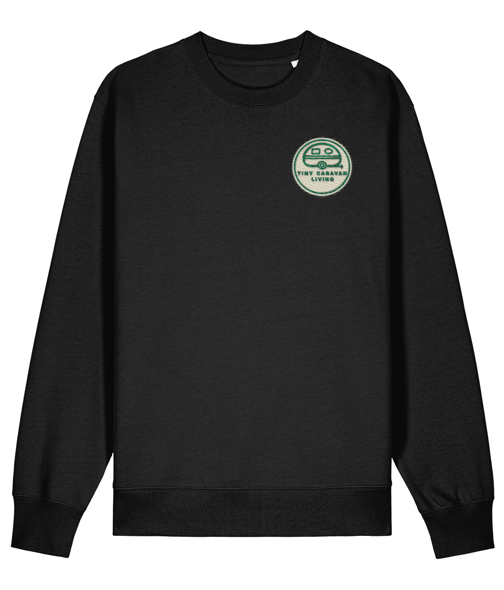 Tiny Caravan Living Signature Sweatshirt in Black with embroidered badge
