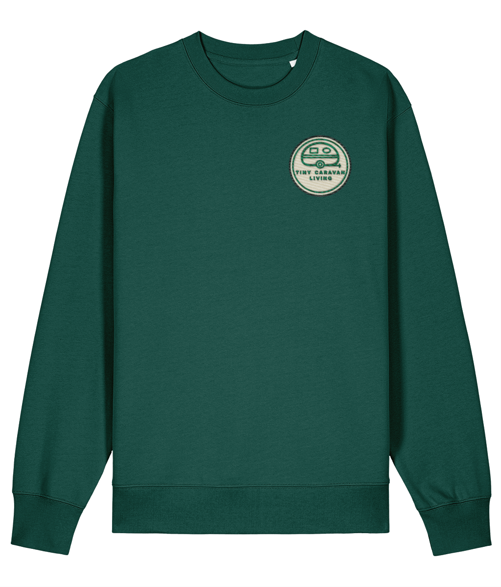 Tiny Caravan Living Signature Sweatshirt in Glazed Green with embroidered badge
