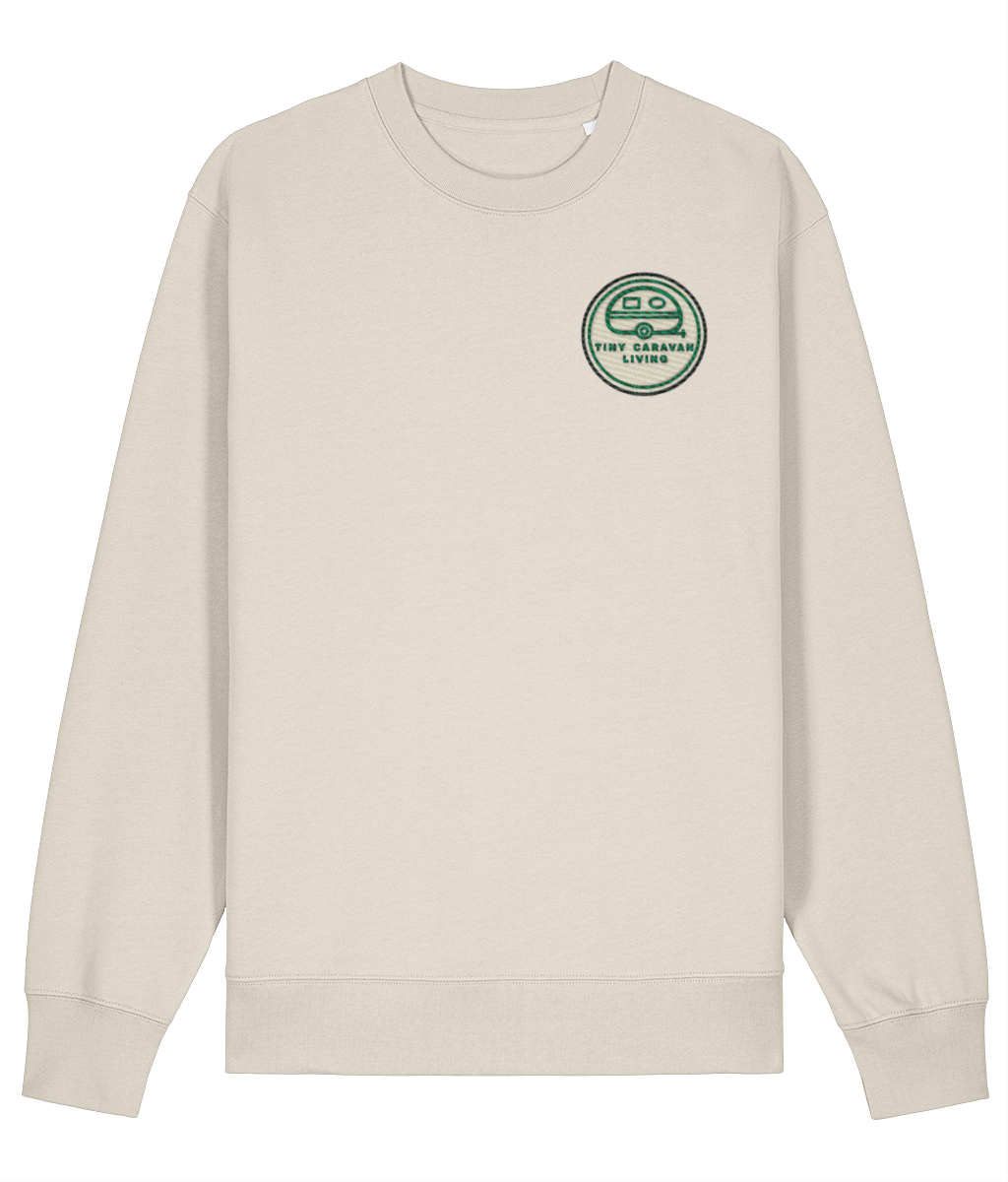 Tiny Caravan Living Signature Sweatshirt in Natural Raw with embroidered badge