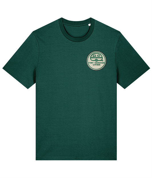 Tiny Caravan Living Signature T-Shirt in Glazed Green with embroidered badge