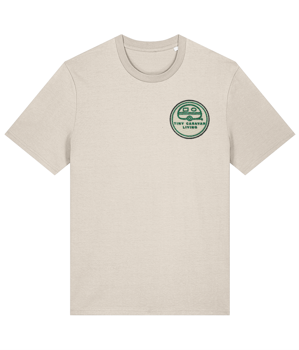 Tiny Caravan Living Signature T-Shirt in Natural Raw with embroidered badge